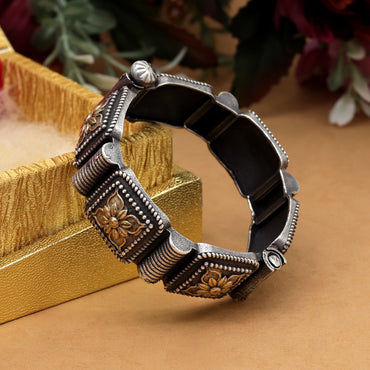Gold & Silver Color Dual Tone Oxidised Bracelet