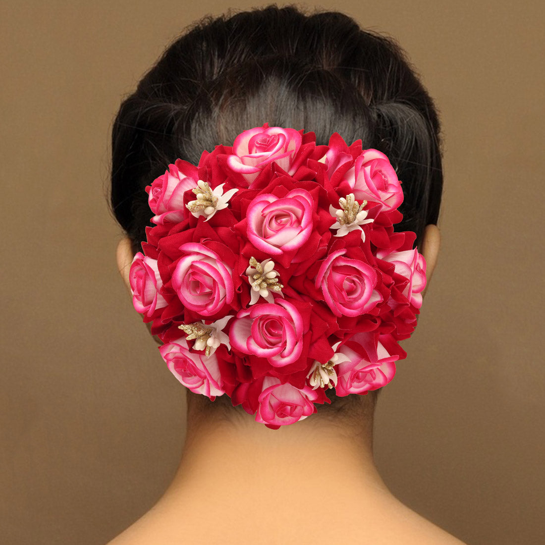 Rani Color Rose Flower Hair juda//Bun
