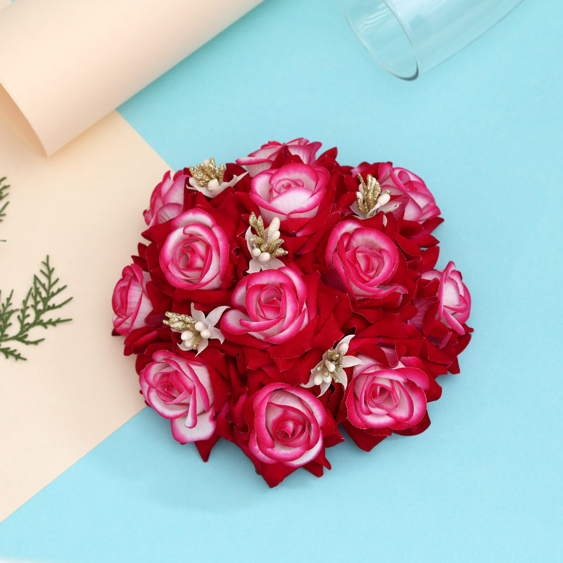 Rani Color Rose Flower Hair juda//Bun