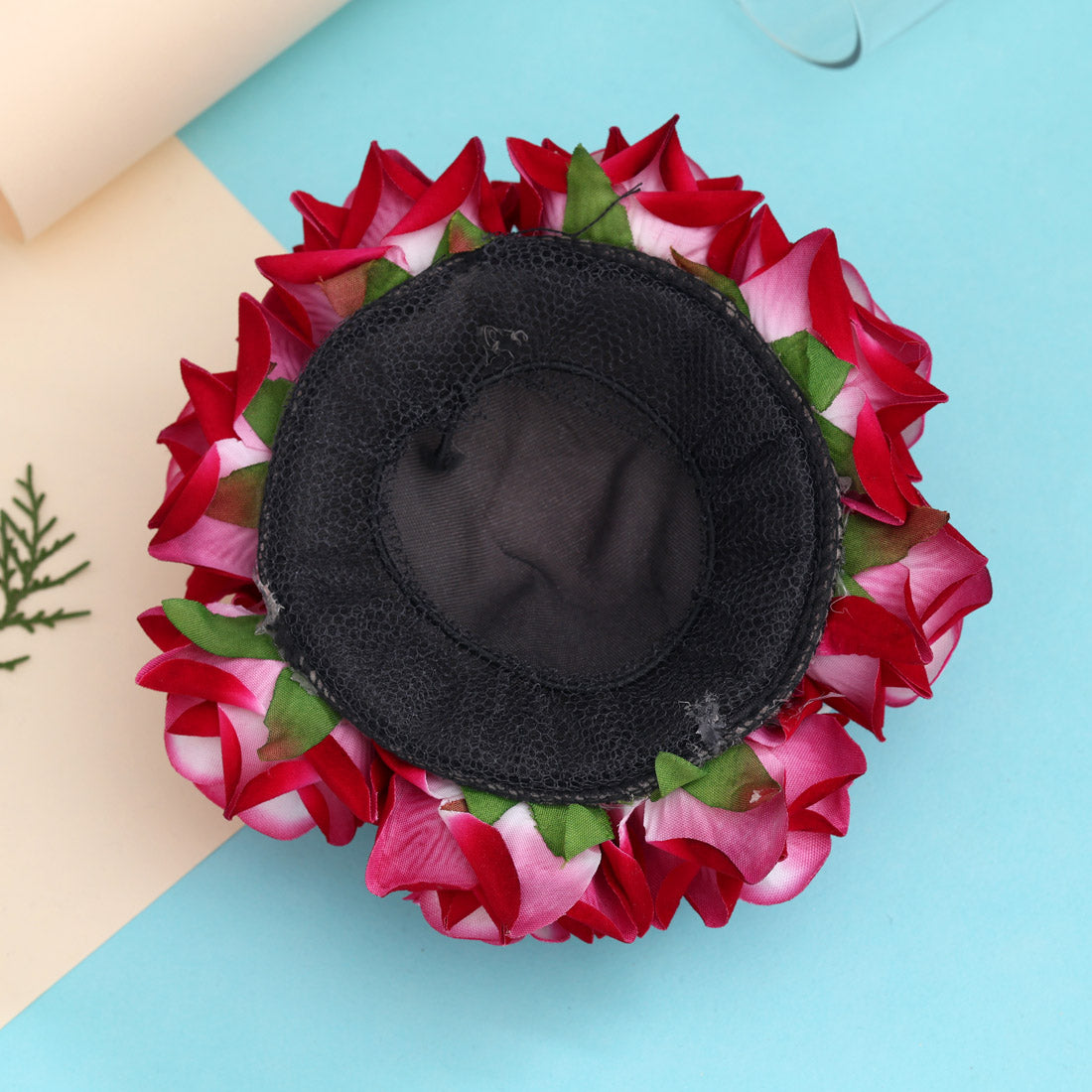 Rani Color Rose Flower Hair juda//Bun
