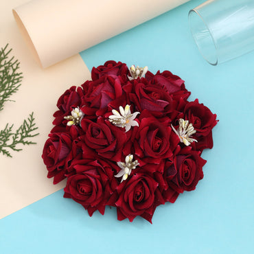 Maroon Color Rose Flower Hair juda//Bun