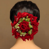 Maroon Color Rose Flower Hair juda//Bun