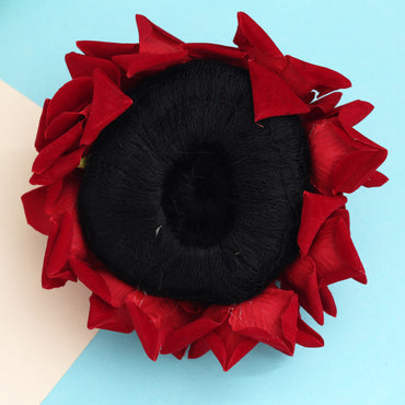 Maroon Color Rose Flower Hair juda//Bun