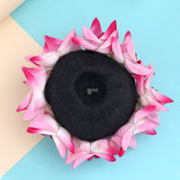 Pink Color Rose Flower Hair juda//Bun