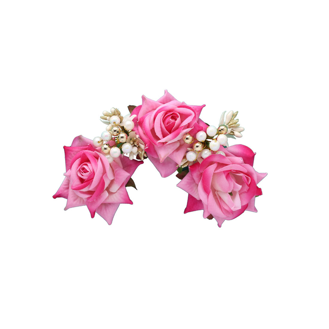 Pink Color Rose Flower Gajra For Women Hair Pin