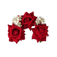 Red Color Rose Flower Gajra For Women Hair Pin