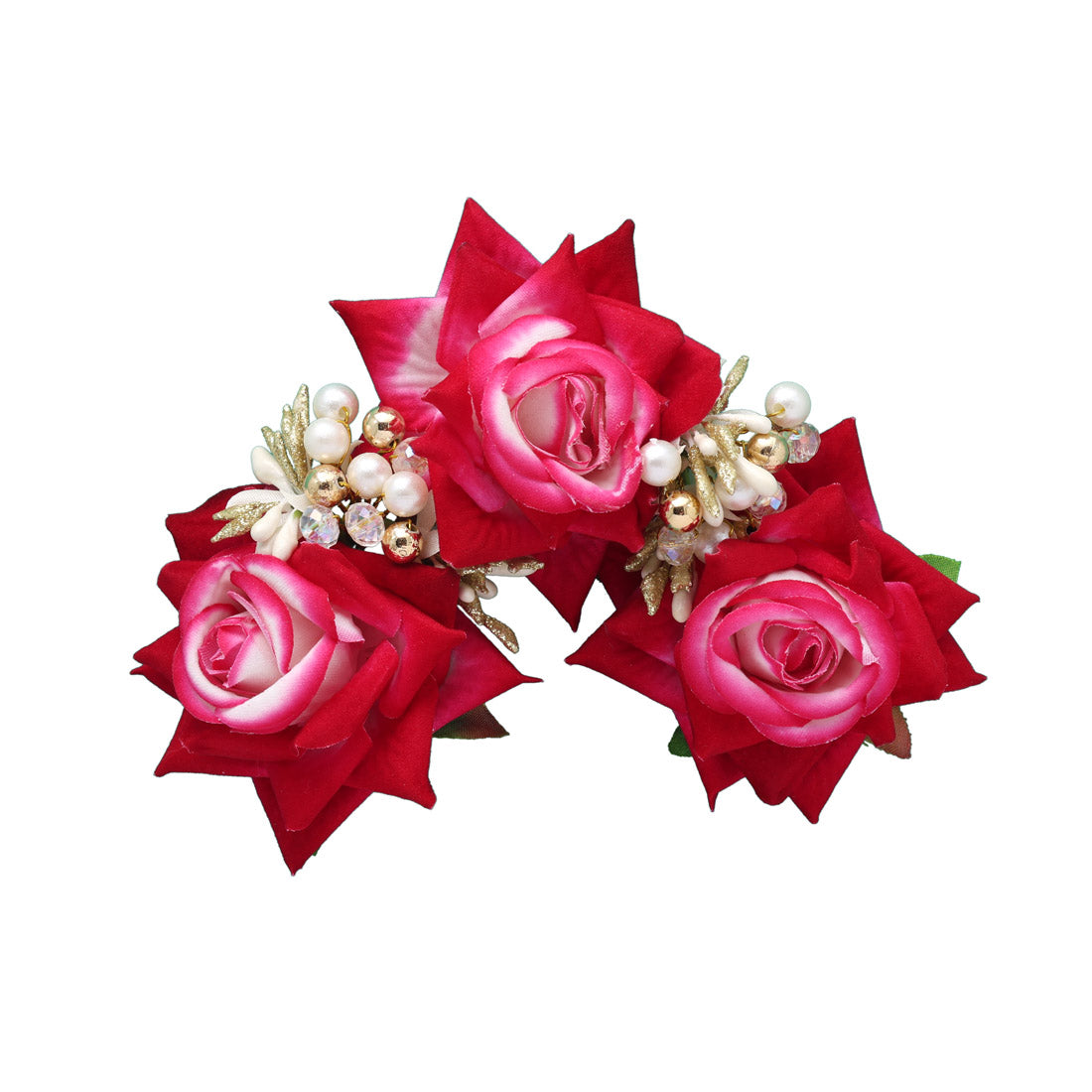 Rani Color Rose Flower Gajra For Women Hair Pin