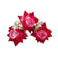 Rani Color Rose Flower Gajra For Women Hair Pin