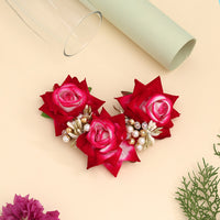 Rani Color Rose Flower Gajra For Women Hair Pin