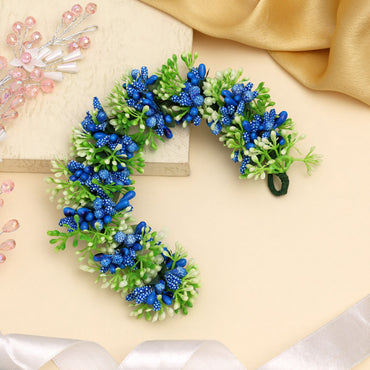 Blue Color Flower Gajra For Women Hair Pin