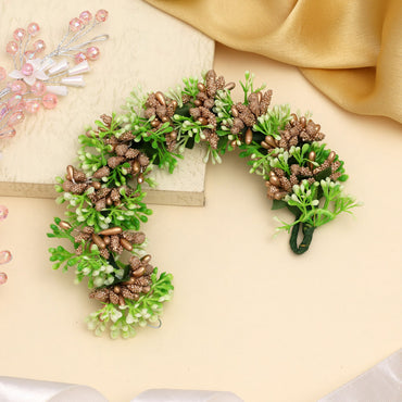 Gold Color Flower Gajra For Women Hair Pin