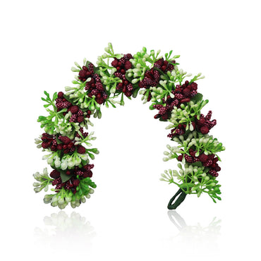Maroon Color Flower Gajra For Women Hair Pin