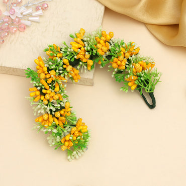 Yellow Color Flower Gajra For Women Hair Pin