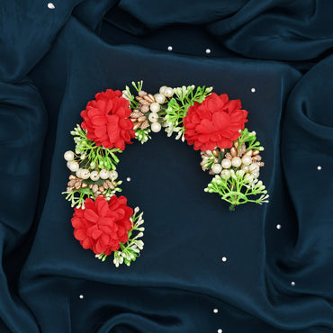 Red Color Rose Flower Gajra For Women Hair Pin
