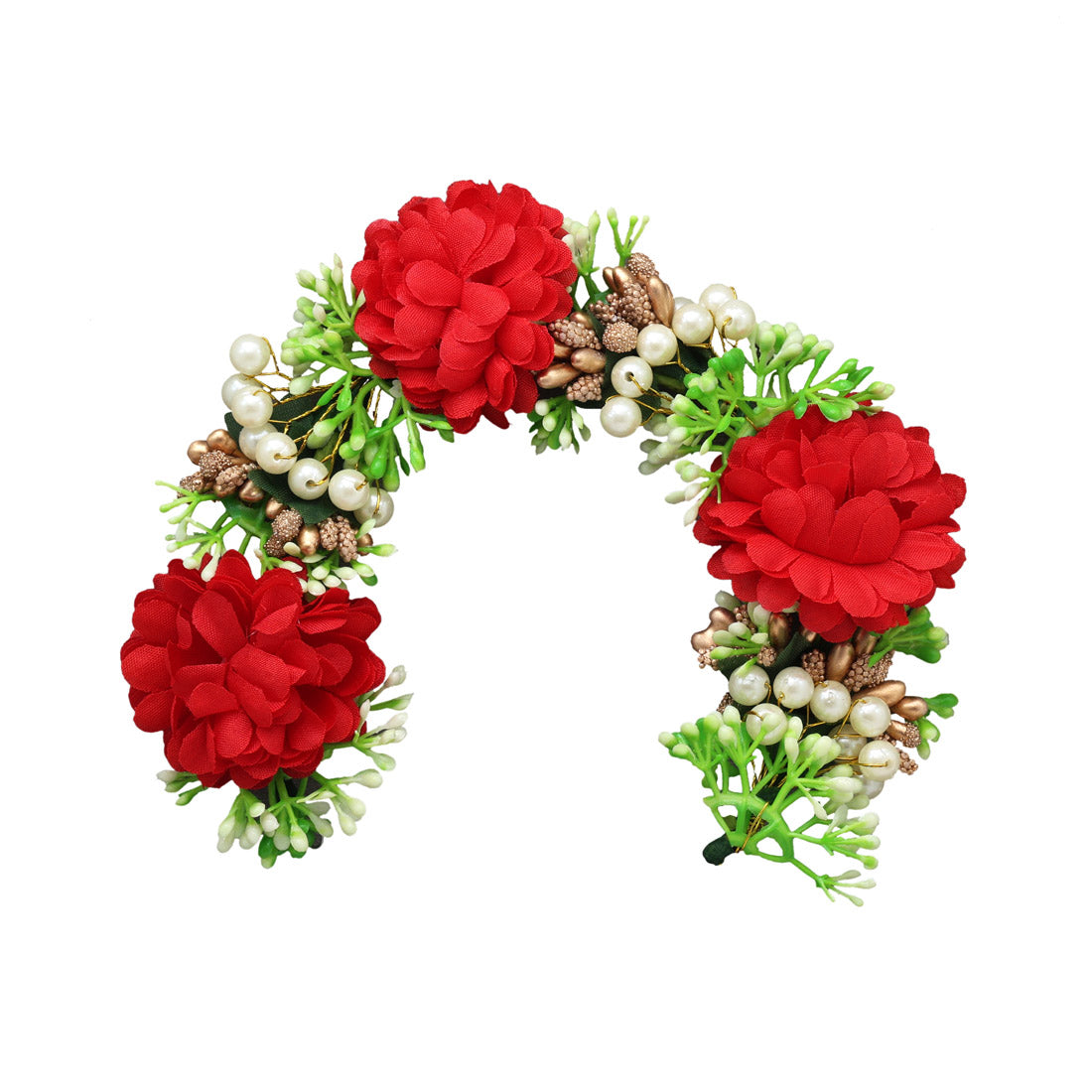 Red Color Rose Flower Gajra For Women Hair Pin