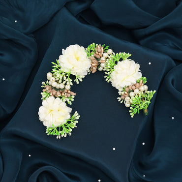 White Color Rose Flower Gajra For Women Hair Pin