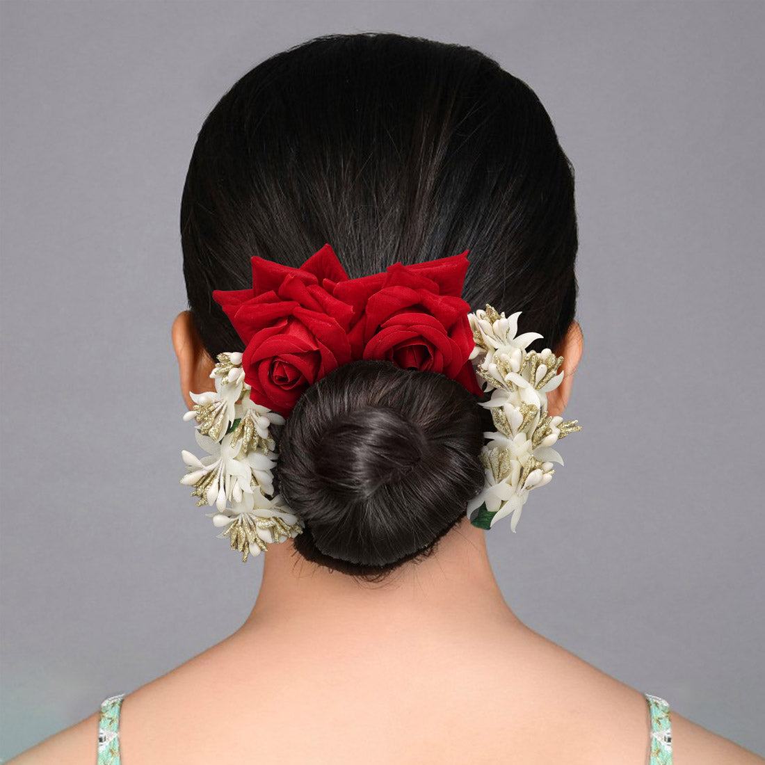 Maroon Color Rose Flower Gajra For Women Hair Pin