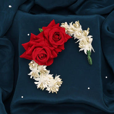 Maroon Color Rose Flower Gajra For Women Hair Pin