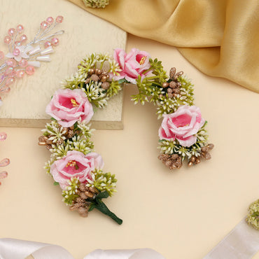 Pink Color Rose Flower Gajra For Women Hair Pin
