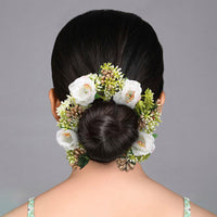 White Color Rose Flower Gajra For Women Hair Pin