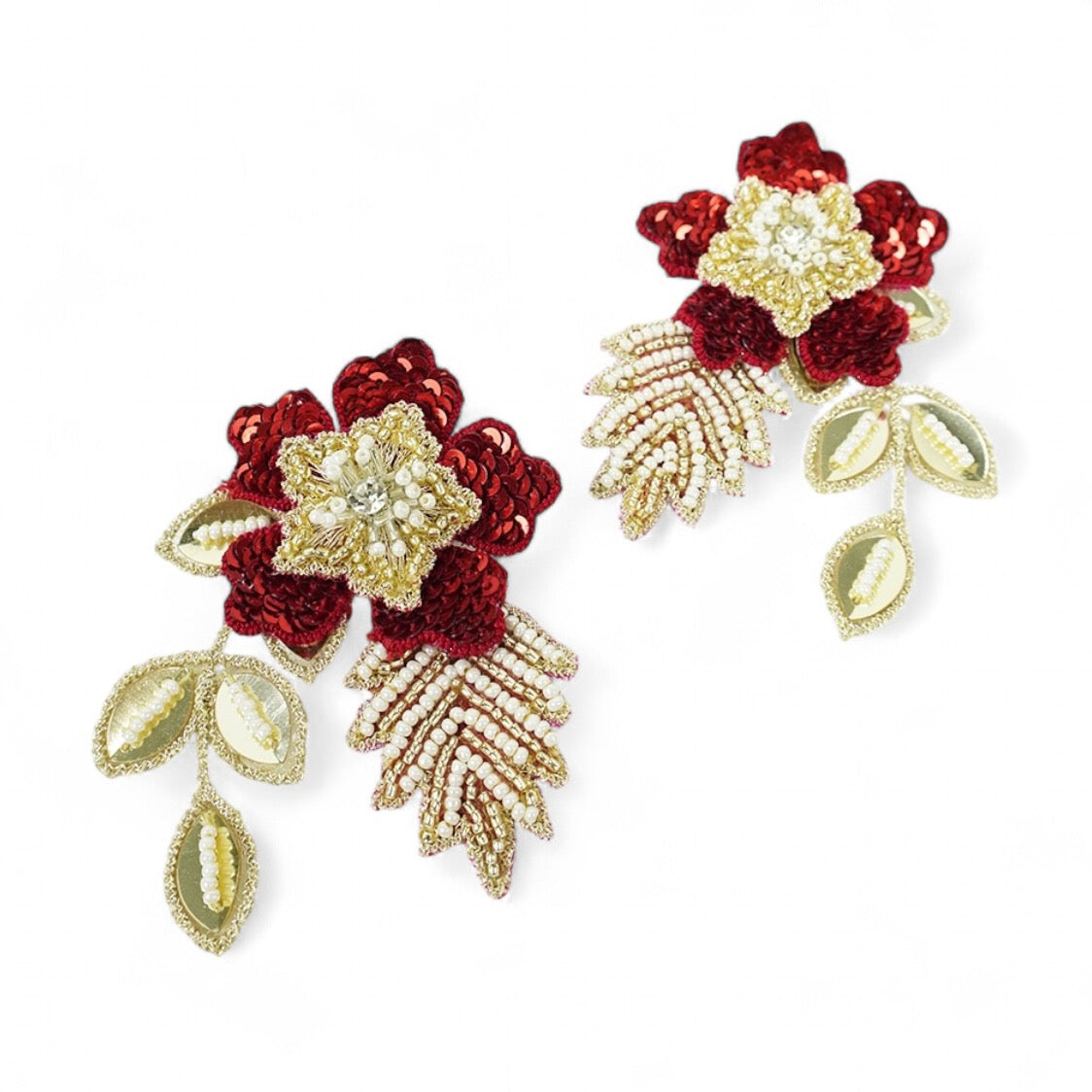 Zinia Earrings - Red and Gold