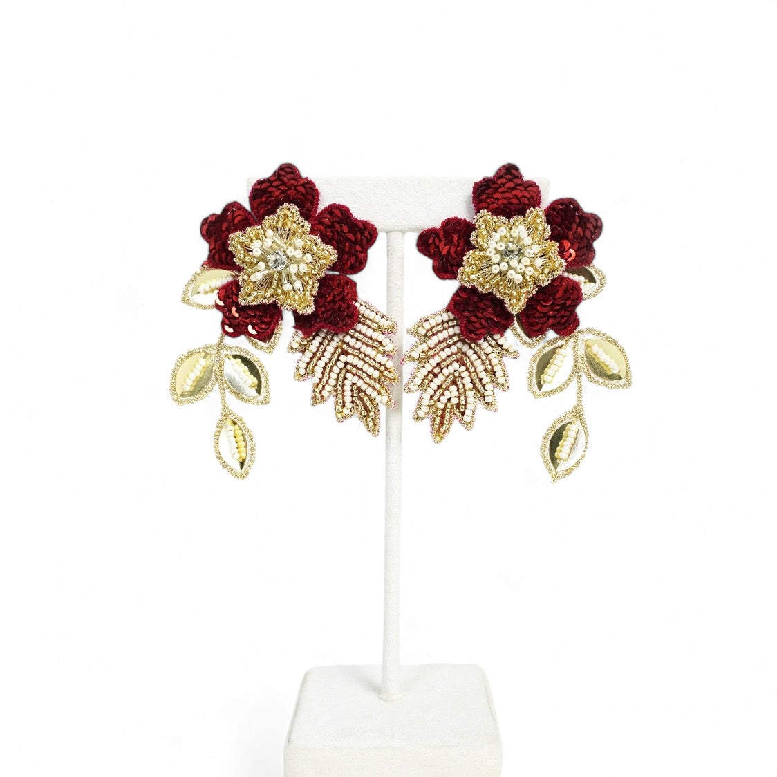 Zinia Earrings - Red and Gold