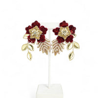 Zinia Earrings - Red and Gold