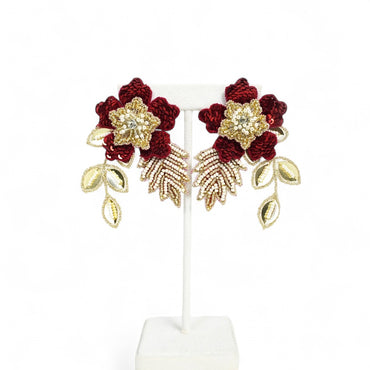 Zinia Earrings - Red and Gold