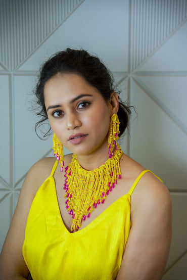 Helen Set, Necklace and Earrings - Yellow