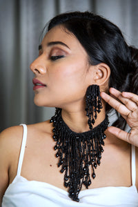Helen Set, Necklace and Earrings - Black