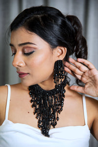 Helen Set, Necklace and Earrings - Black