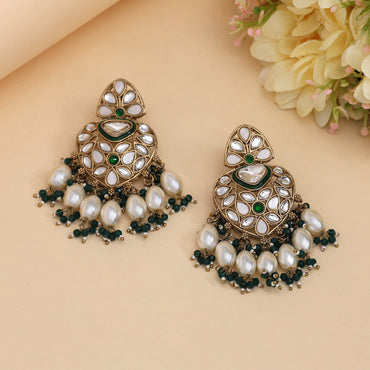 Green Color Kundan Earrings