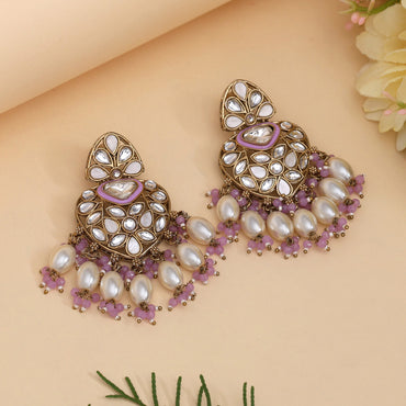 Light Purple Color Kundan Earrings