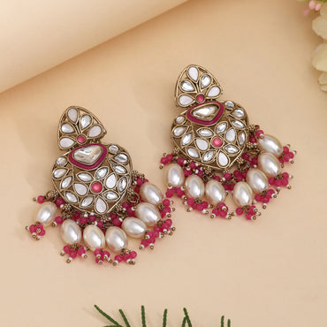 Rani Color Kundan Earrings