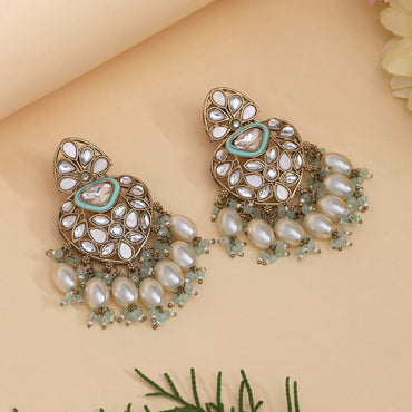 Sky Blue Color Kundan Earrings