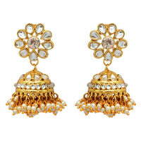 White Color Choker Kundan Necklace With Earring