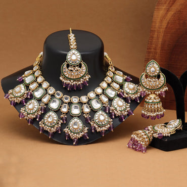 Light Purple Color Kundan Necklace Set