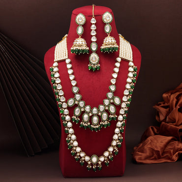 Green Color Kundan Necklace Set