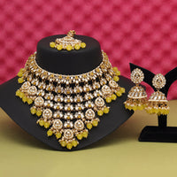 Yellow Color Kundan Necklace Set