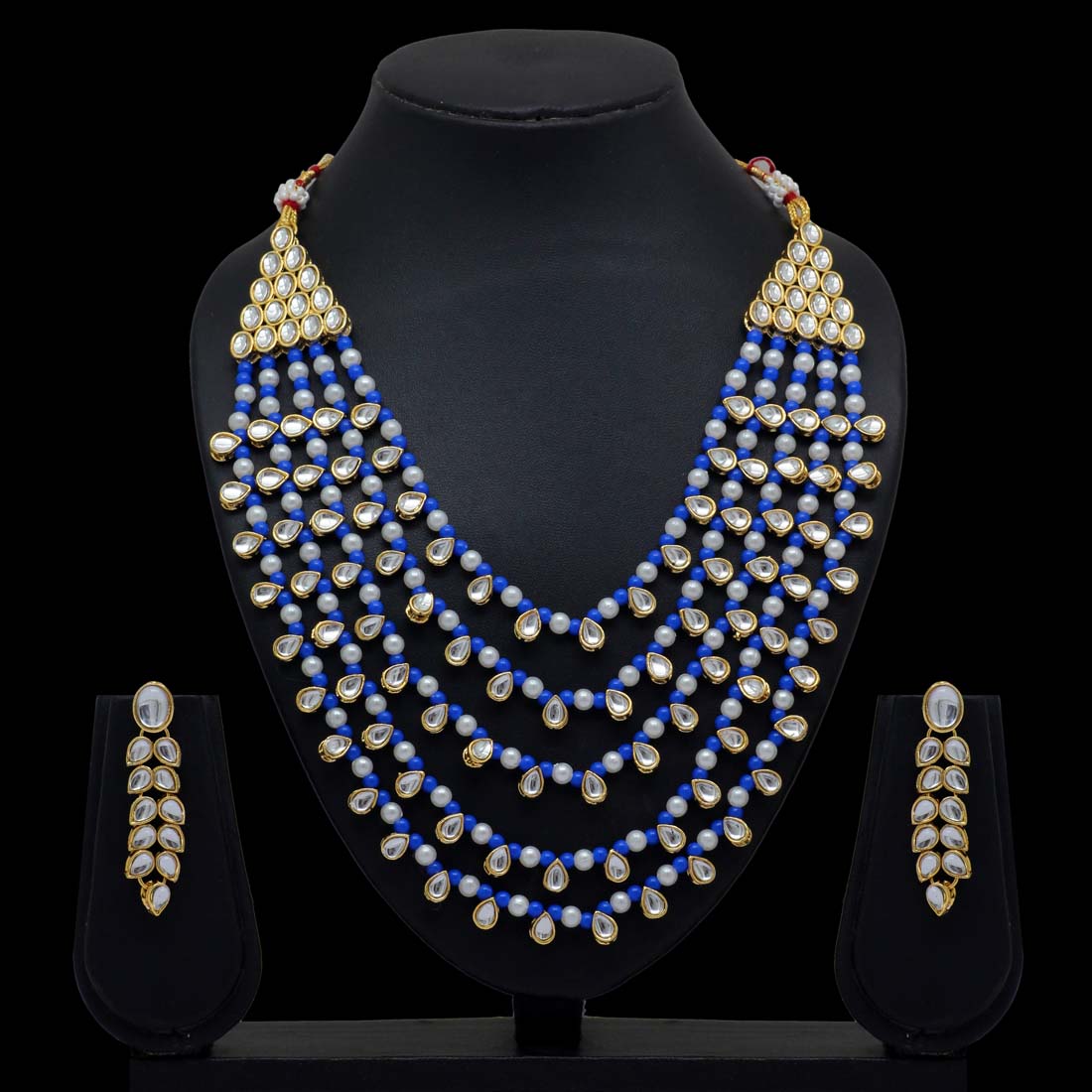 Blue Color Kundan Necklace Set