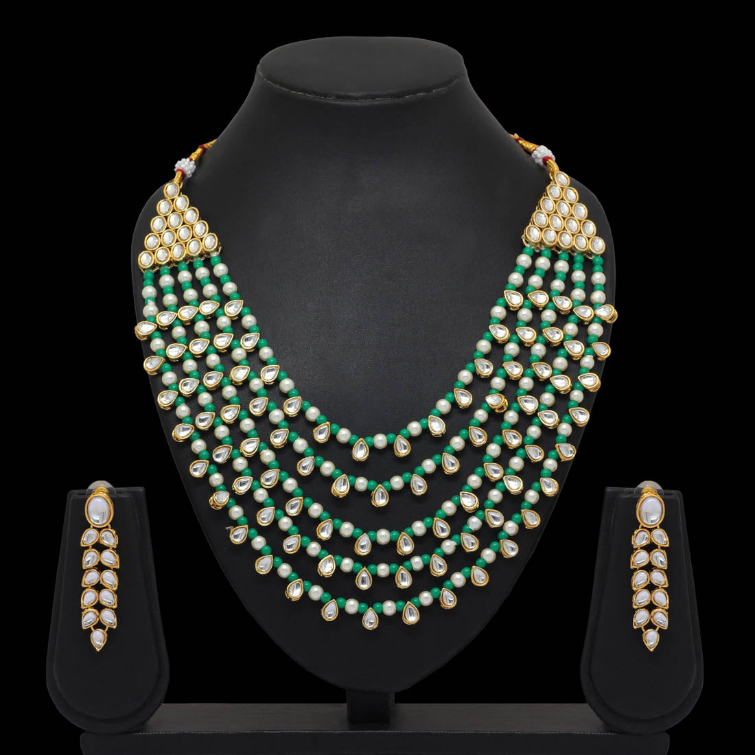 Green Color Kundan Necklace Set
