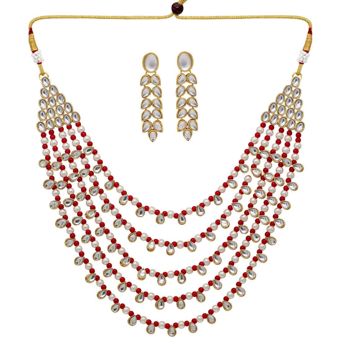 Maroon Color Kundan Necklace Set