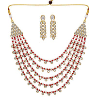 Maroon Color Kundan Necklace Set