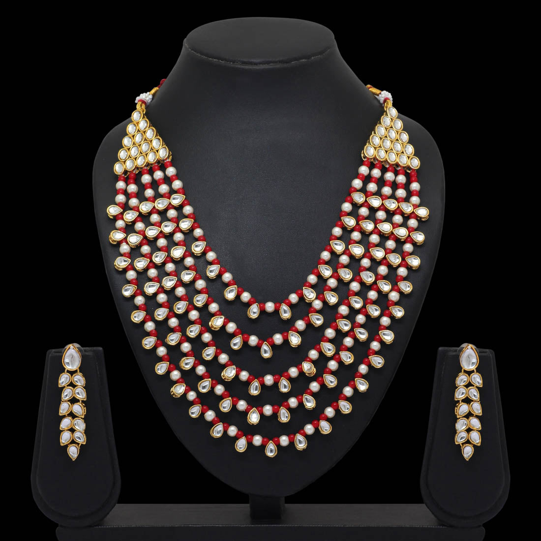 Maroon Color Kundan Necklace Set