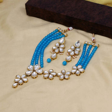 Firozi Color Kundan Necklace Set