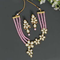 Pink Color Kundan Necklace Set