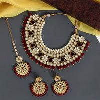 Maroon Color Kundan Necklace Set