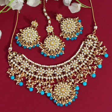 Firozi Color Kundan Necklace Set