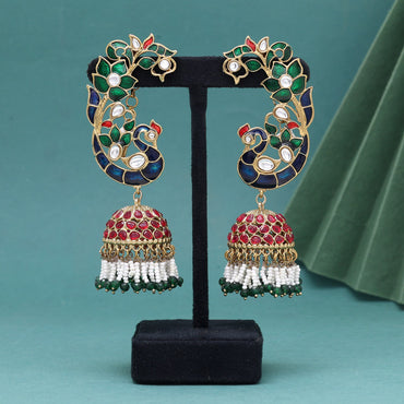 Multi Color Kundan Meenakari Earrings