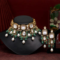 Black Color Kundan Meenakari Choker Necklace Set